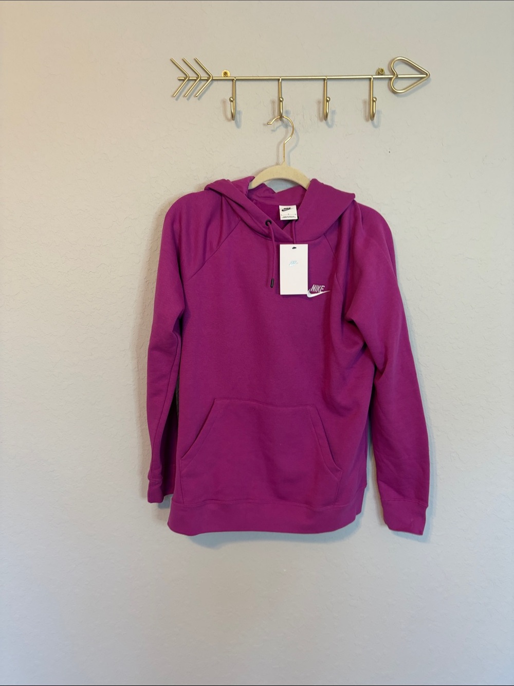 Nike Sportswear Essential Fleece Pullover Hoodie Pink Size Large NWT